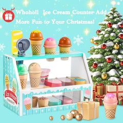 WHOHOLL six wooden ice cream bars for pretend shop fun.