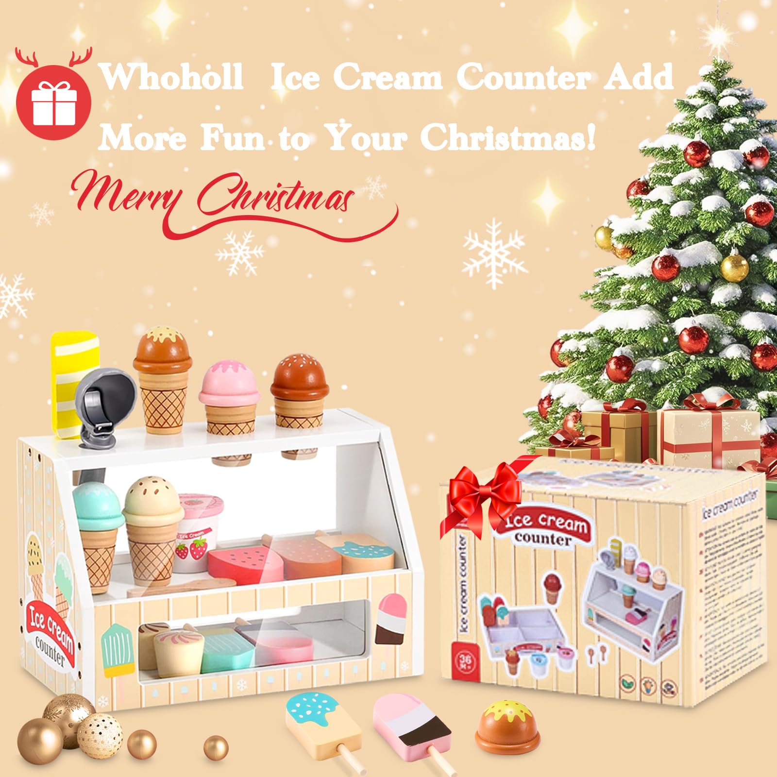WHOHOLL wooden ice-pop stand for sunny pretend snacking