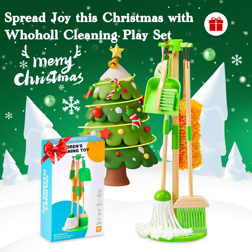 WHOHOLL wooden kids cleaning set mop for hands-on housekeeping practice