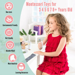 WHOHOLL wooden makeup toy set facial toner for calm imaginative routines
