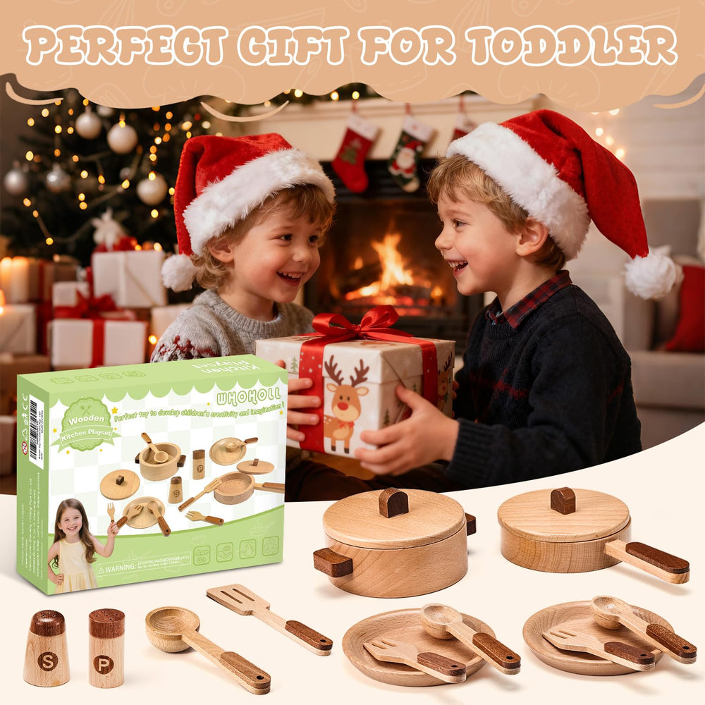 WHOHOLL wooden frying pan for tiny chefs to practice cooking