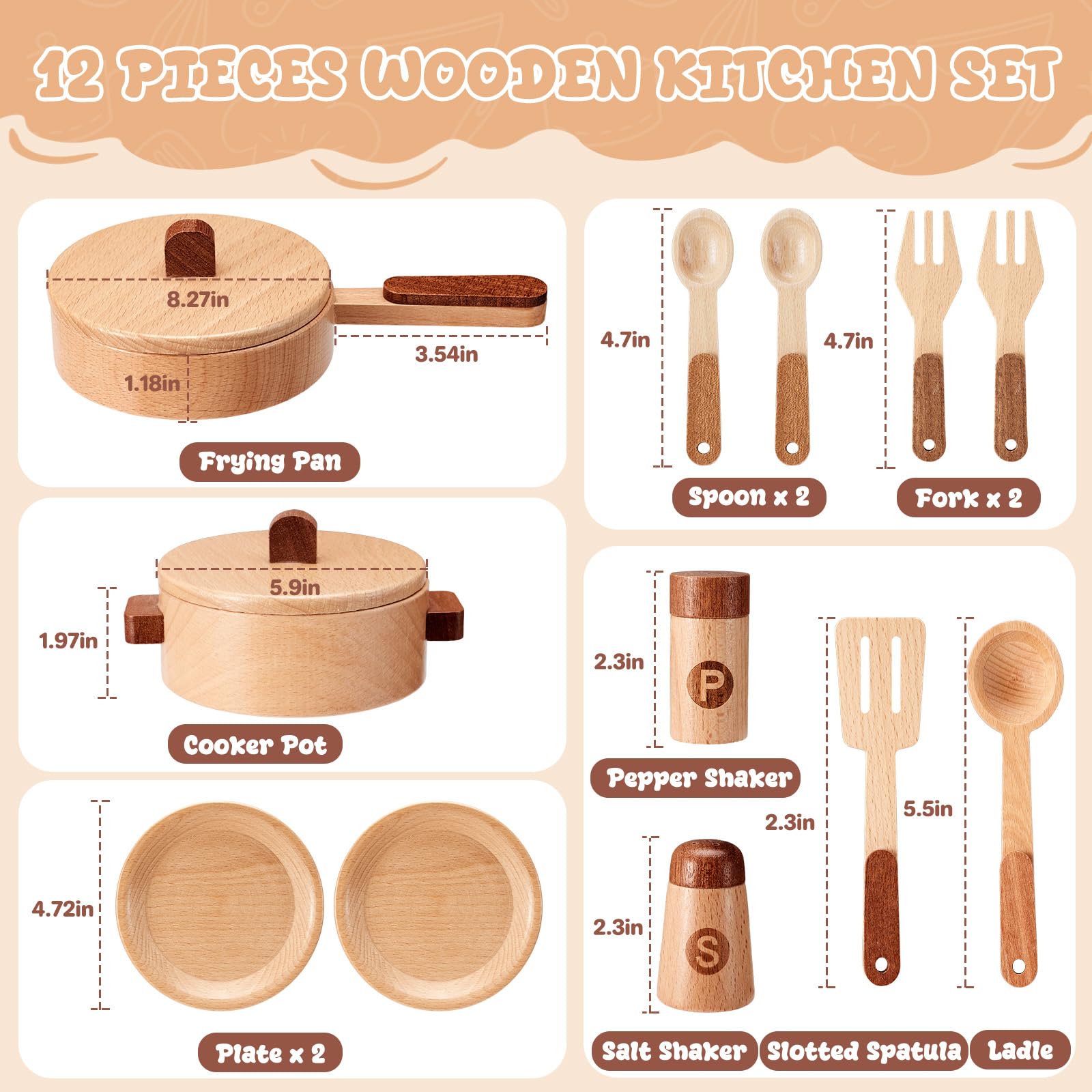 WHOHOLL wooden spice jars with S and P labels for realism