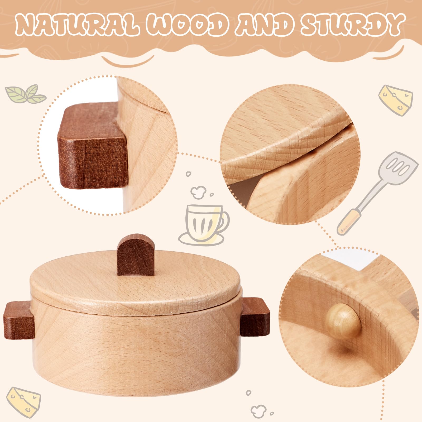 WHOHOLL wooden spatula and ladle set for role-play meals