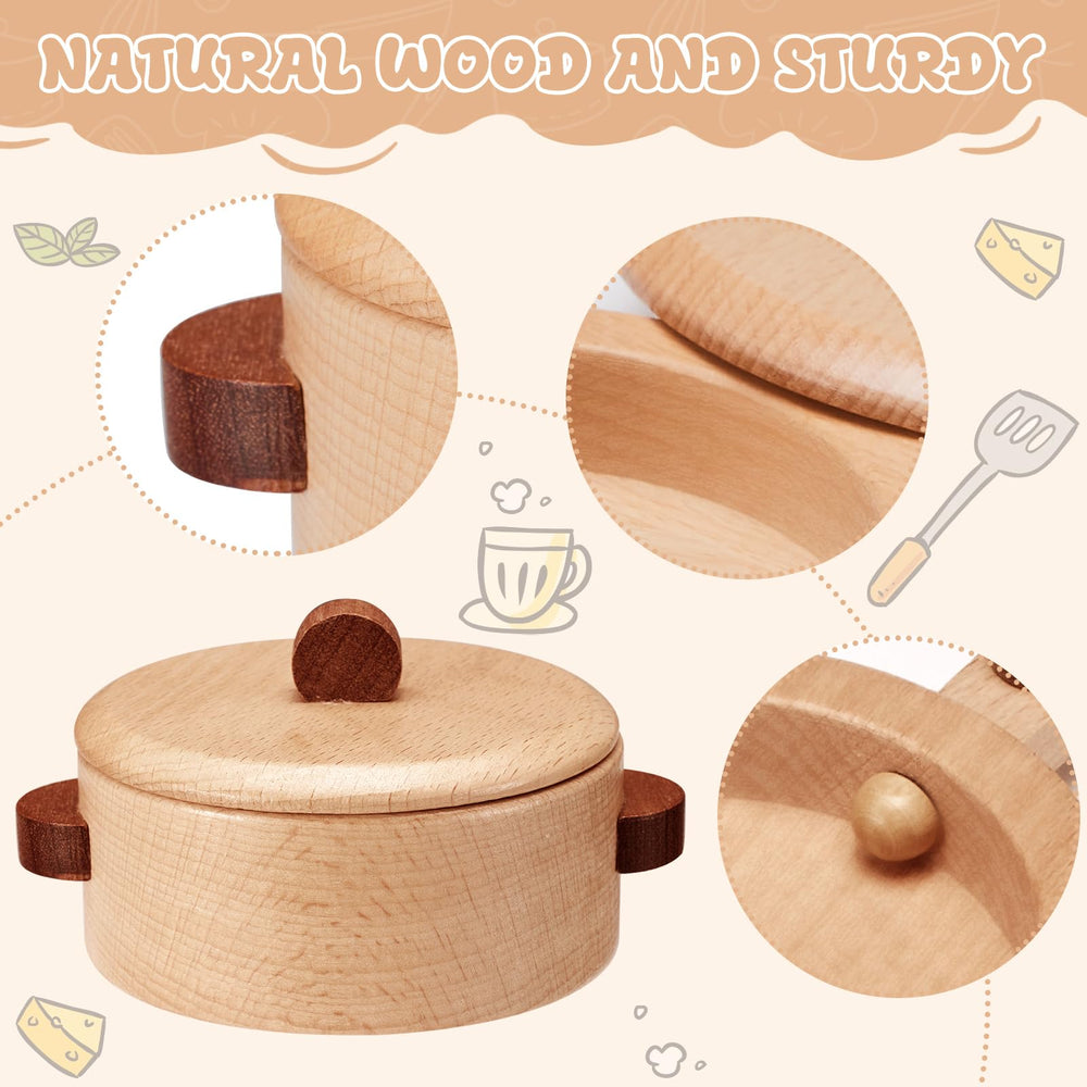 WHOHOLL wooden utensils for imaginative meals and easy grip for little hands.