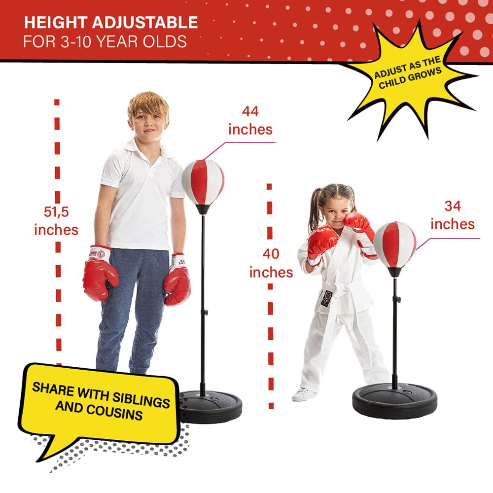 Whoobli adjustable stand punching bag showing growing height capability