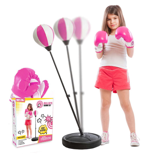 Whoobli punching bag with stand offers sturdy, safe play for kids aged 3 to 10.