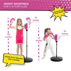 Whoobli punching bag with adjustable height fits growing children.