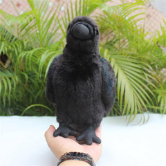 Whrigud crow plush adds eerie yet adorable Halloween decor.