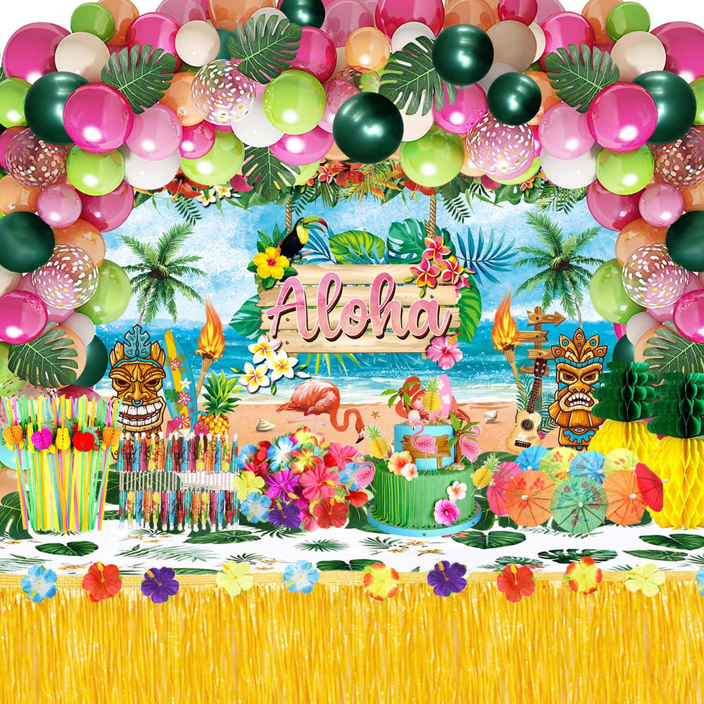 WHYMEO Hawaiian Luau backdrop to create a vibrant tropical photo zone