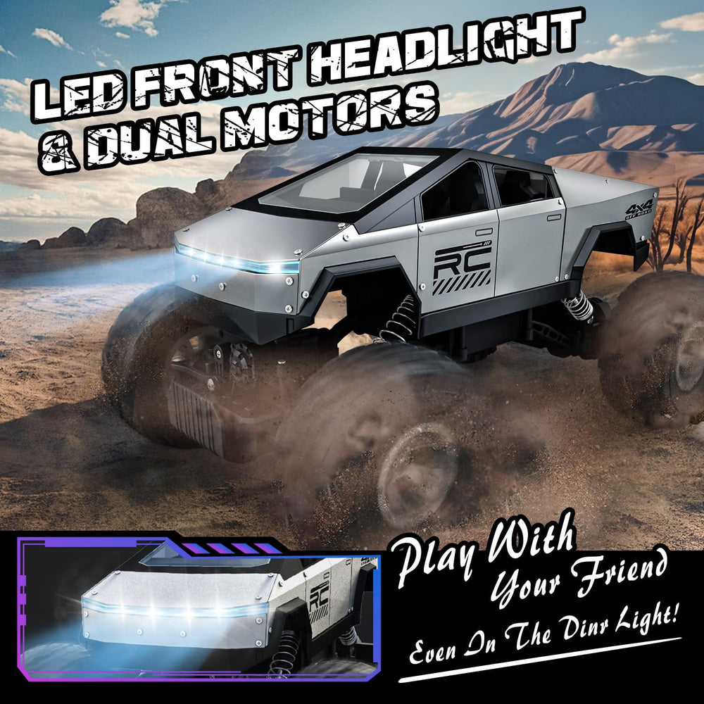 WIAORCHI RC car rear view emphasizes bright LED headlights for night play.