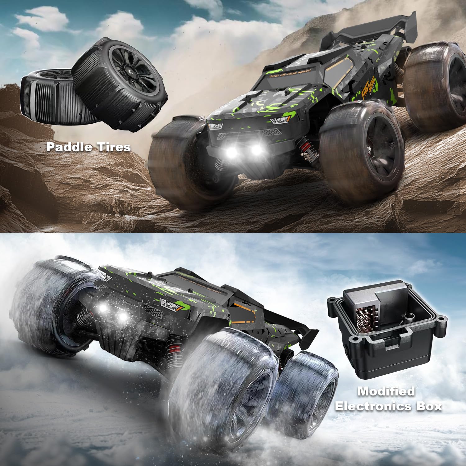 WIAORCHI RC Truggy terrain tires perform on grass, sand, and mud