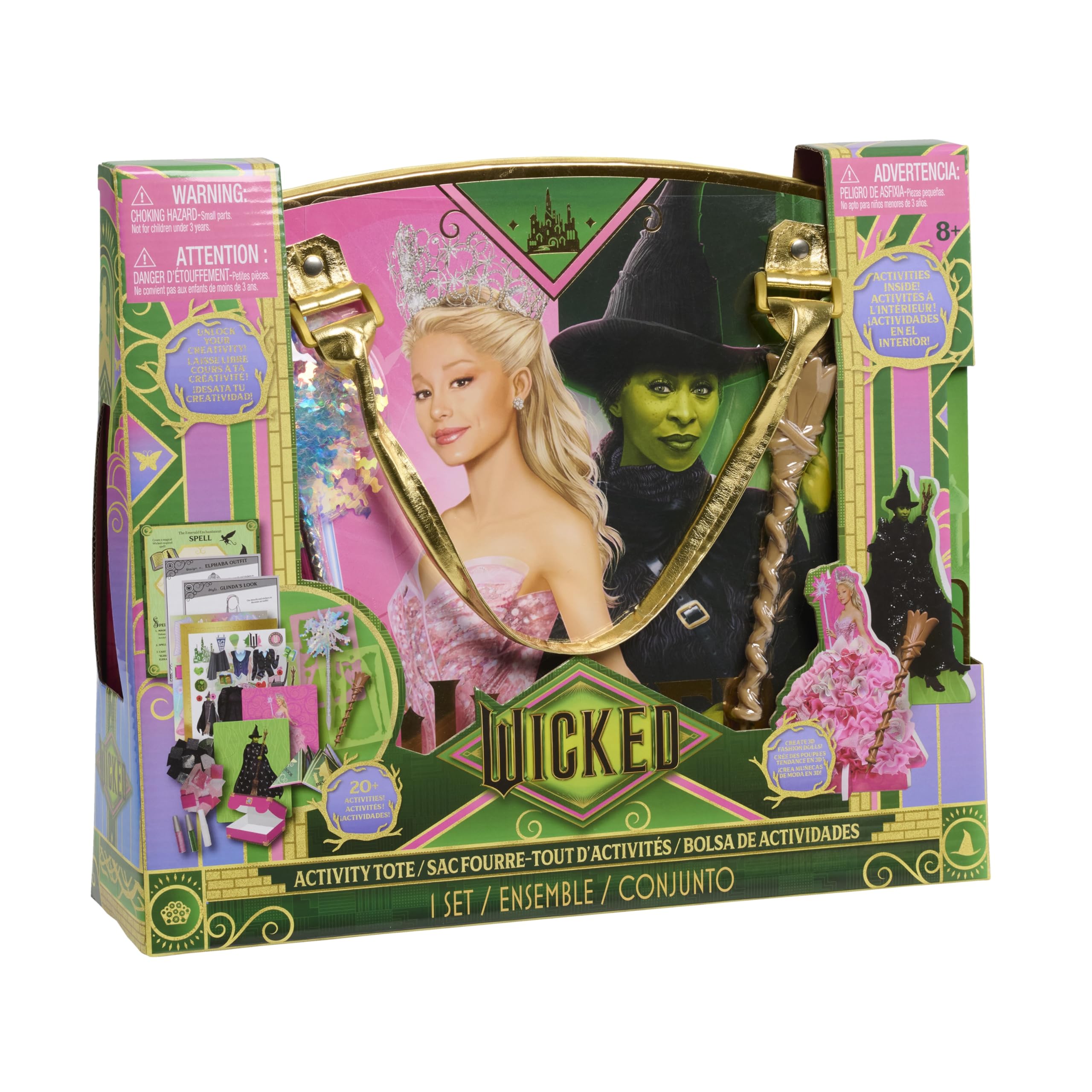 Wicked Activity Tote includes punch tool and fabric pieces for hands-on crafting.