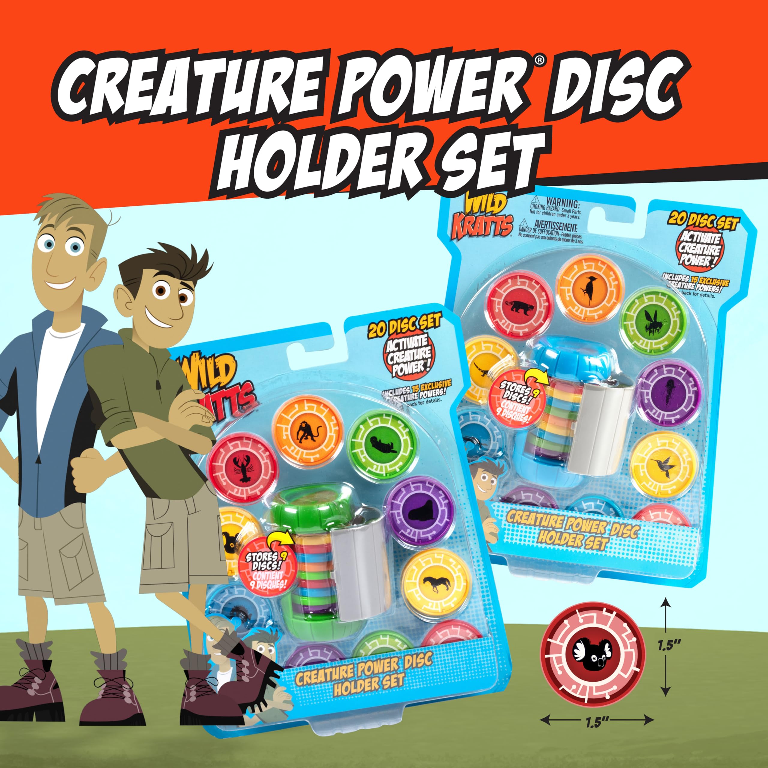 Wicked Cool Toys Wild Kratts disc collection displaying 20 adventure discs for imaginative exploration.