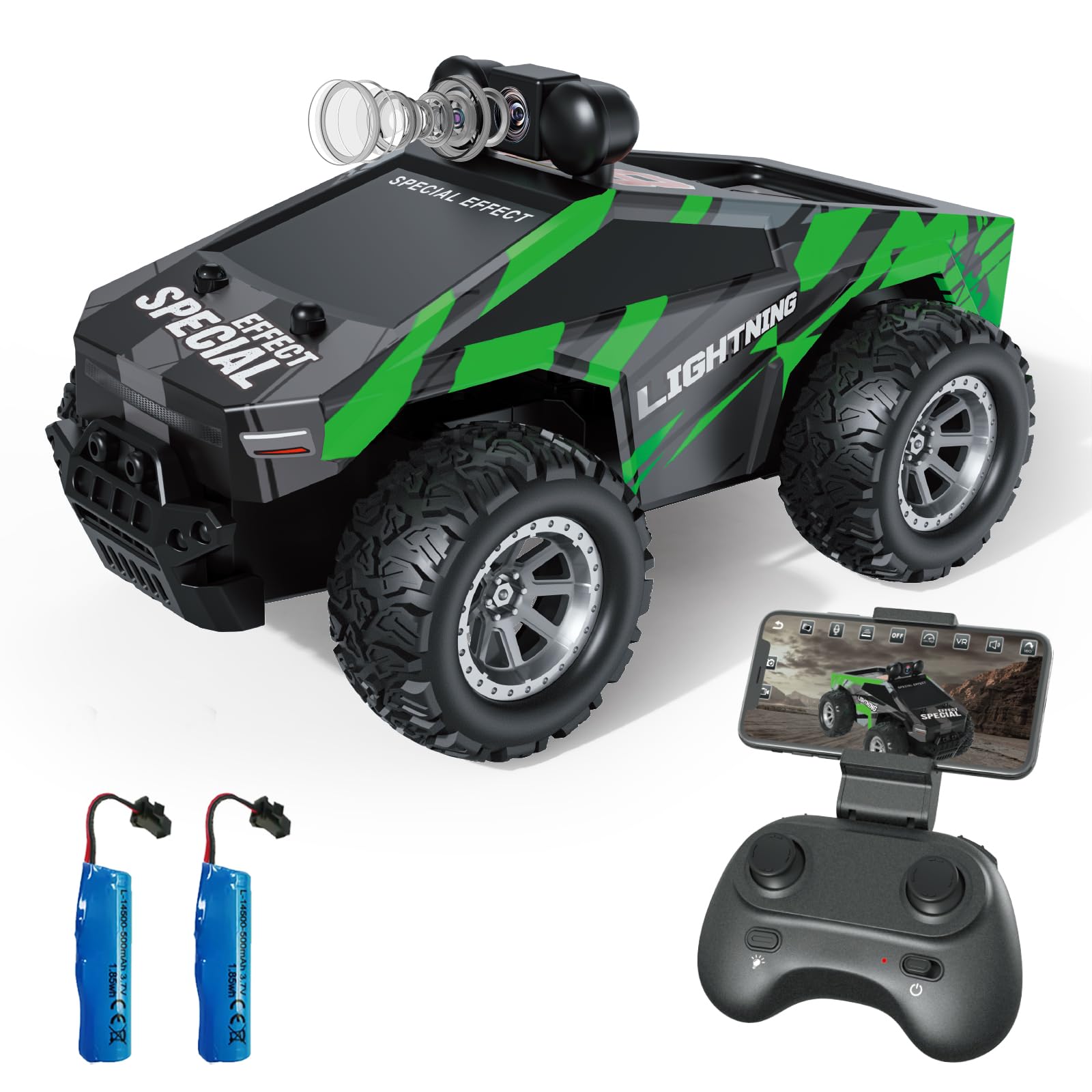 Wickena RC car FPV front view with immersive live feed for real-time driving.