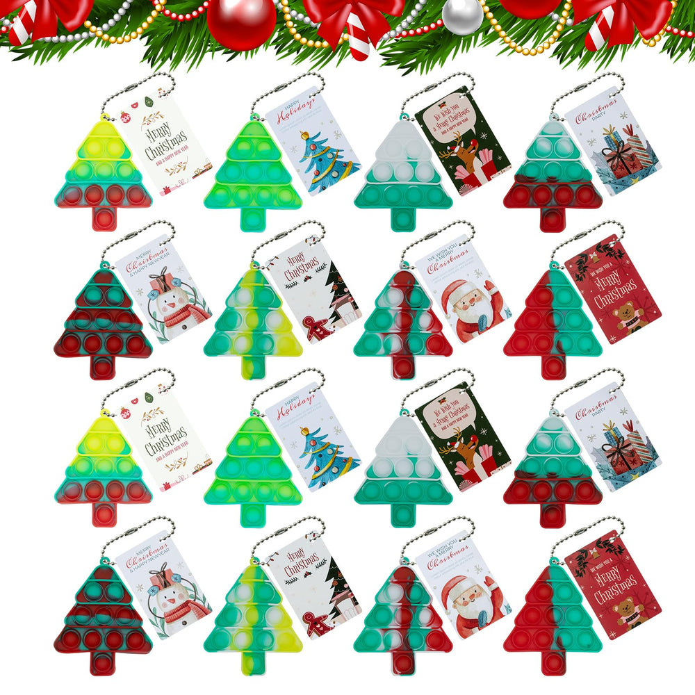 Widiso 16Pcs Mini Pop Keychain Bubbles as a Christmas ornament and portable fidget.