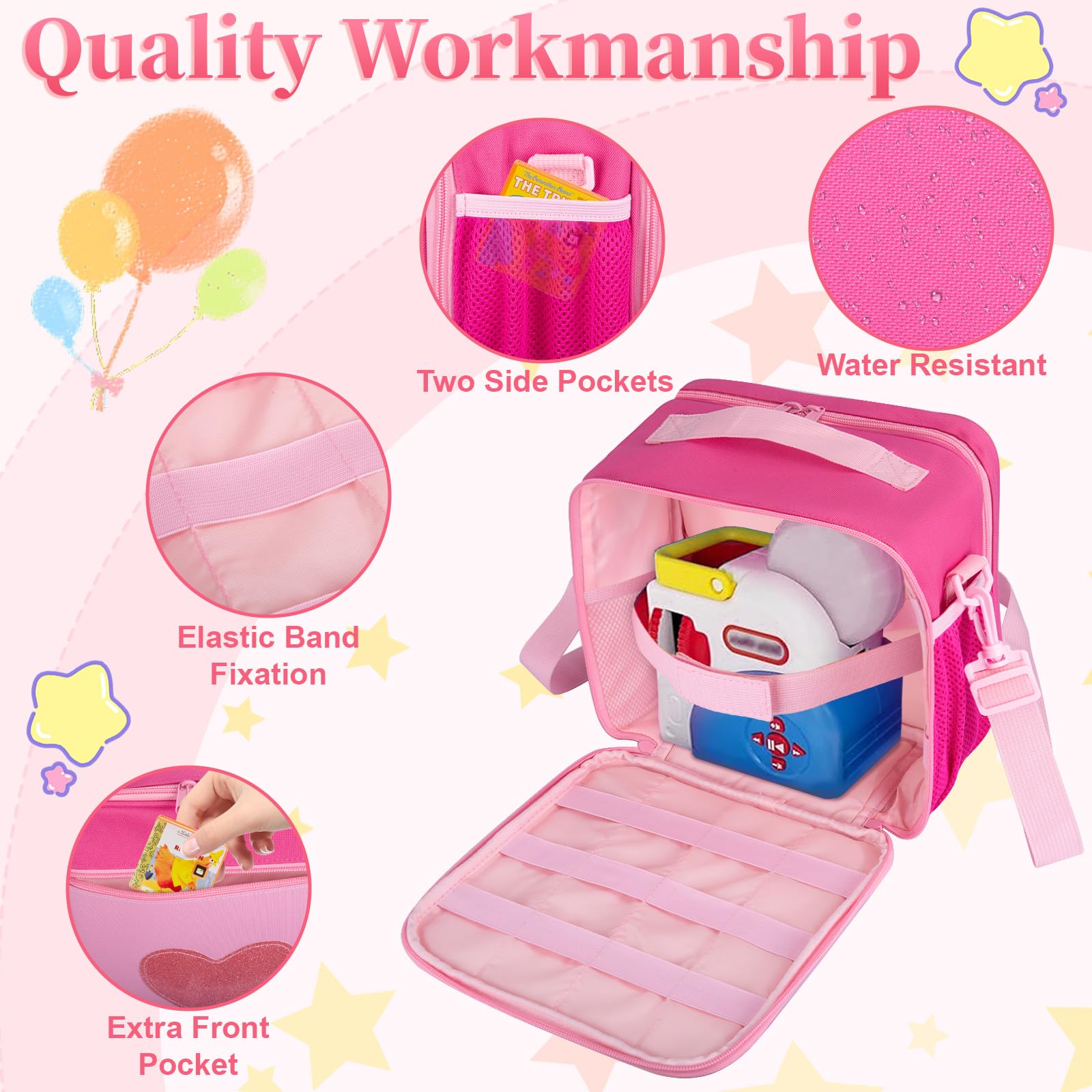 Wigojoy pink carrying case with durable zippers protects projector gear during travel