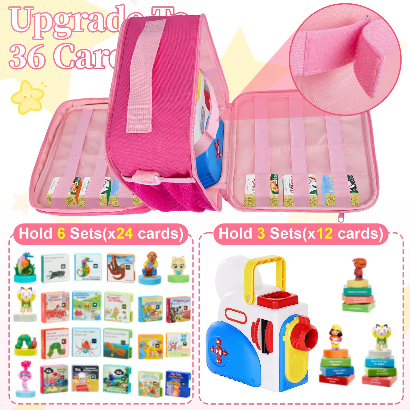 Wigojoy pink side pocket detail emphasizes extra storage for small toys and adapters