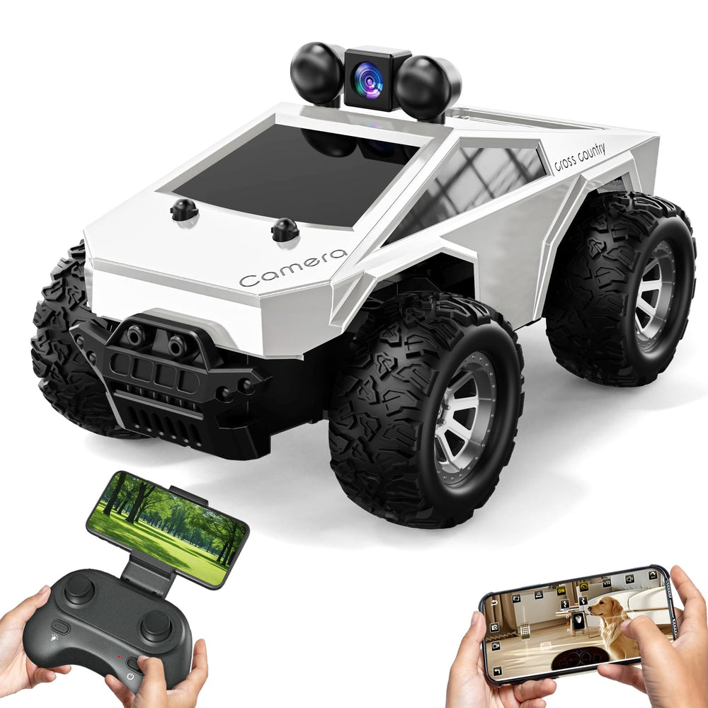 Wihaki RC car with camera showing 720p FPV feed on screen for immersive viewing