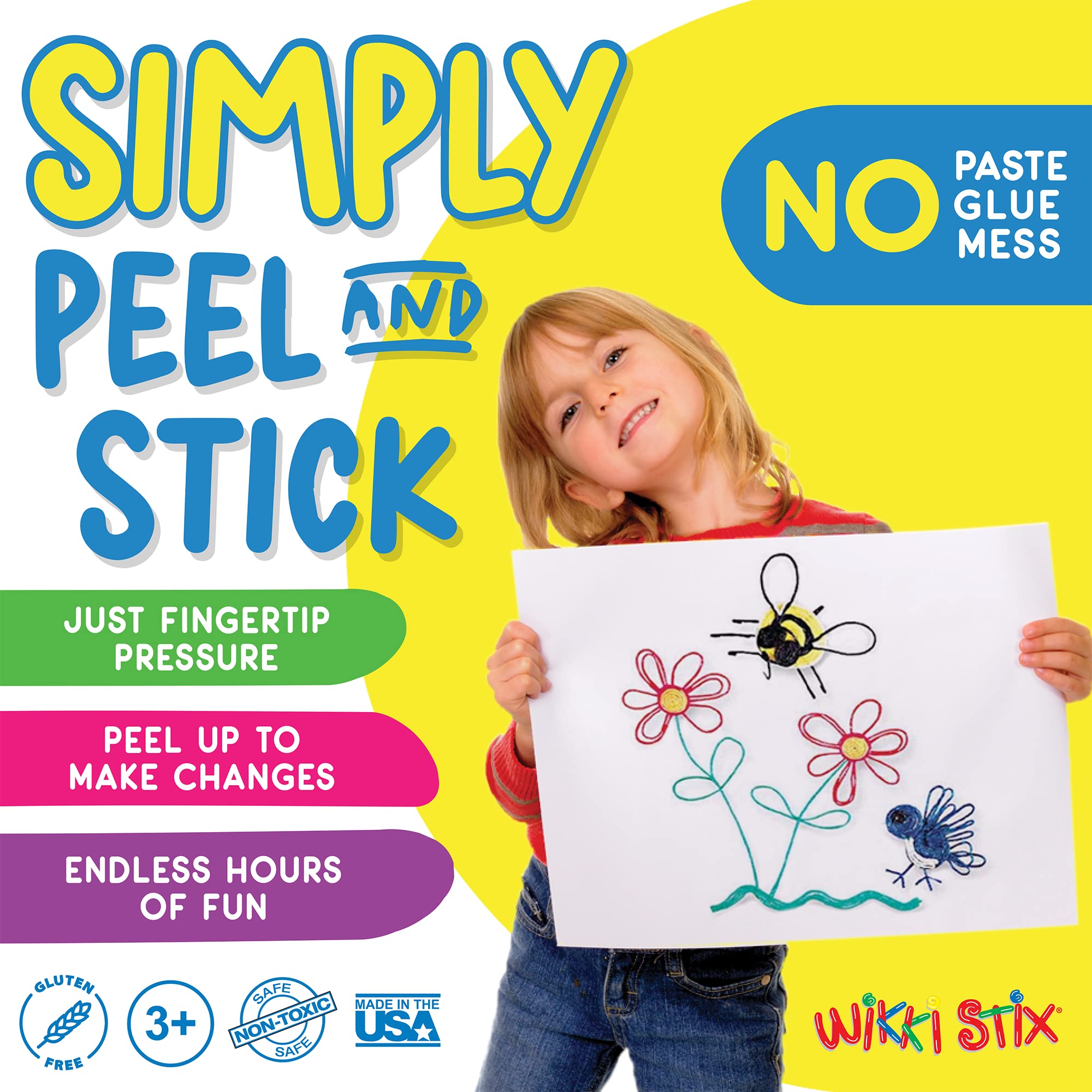 Wikki Stix durable alphabet practice card shows letters in bright illustrations.