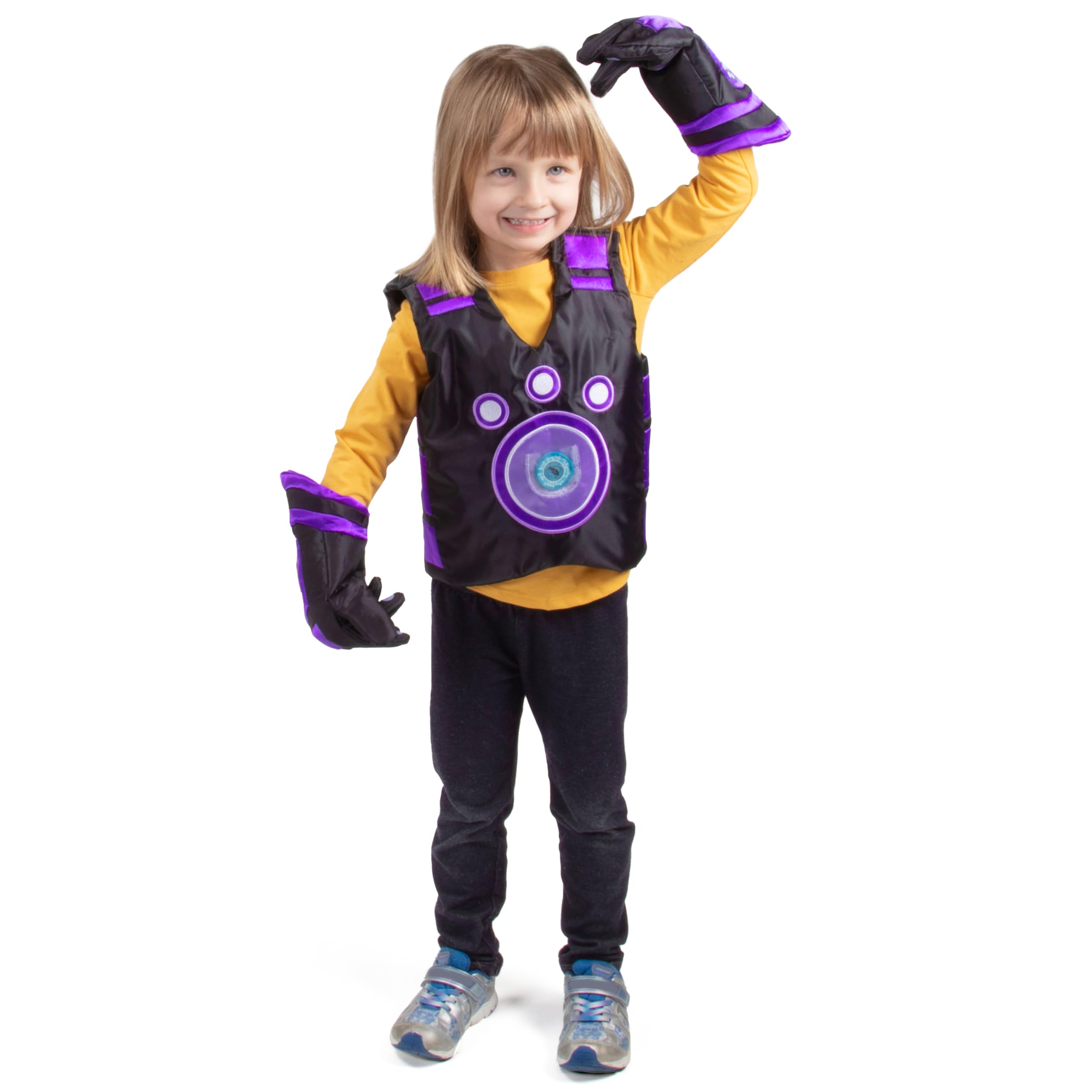 Child wearing the Aviva suit, showcasing easy fit and comfort.
