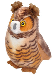 Wild Republic Audubon Great Horned Owl plush with authentic bird calls, perfect for education and play.