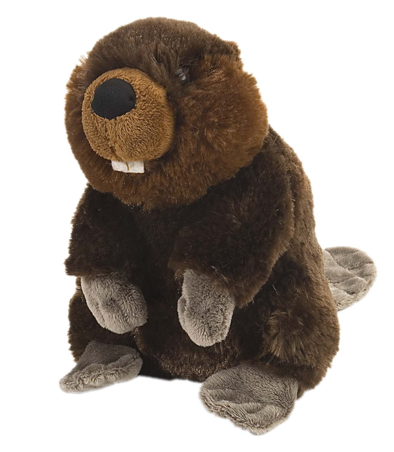 Wild Republic beaver plush eight-inch front view, perfect cuddle buddy for kids