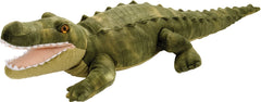 Wild Republic Green Alligator Plush face close-up highlights lifelike detail and cuddly appeal.
