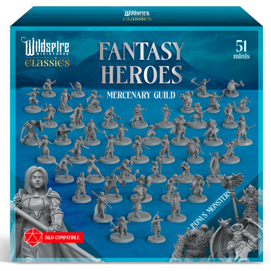 Wildspire Classic Heroes Mercenary Band I group shot for epic D&D battles.