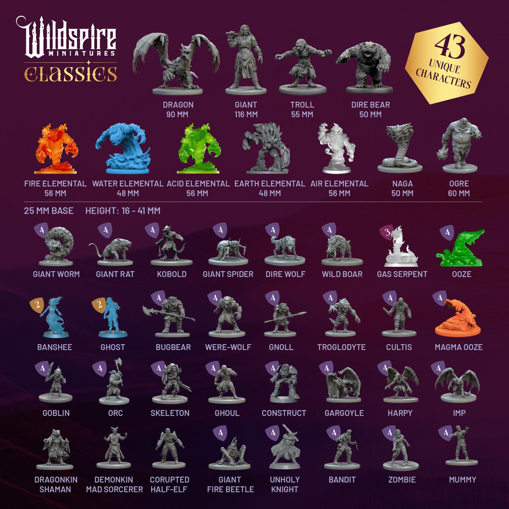 Wildspire hard-plastic miniatures with fine details ideal for painting sessions.