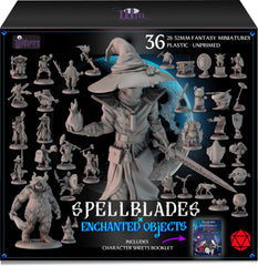 Wildspire Spellblades battlemage hero mini in unpainted plastic for tabletop D&D battles.