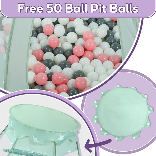 Wilhunter ball pit tent with 50 balls for sensory play at home