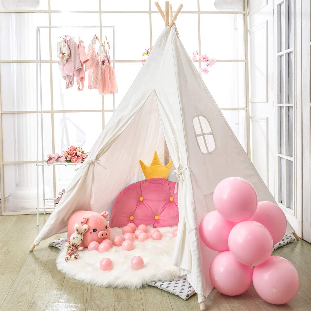 Wilhunter Kids Teepee Tent with star lights for cozy reading time