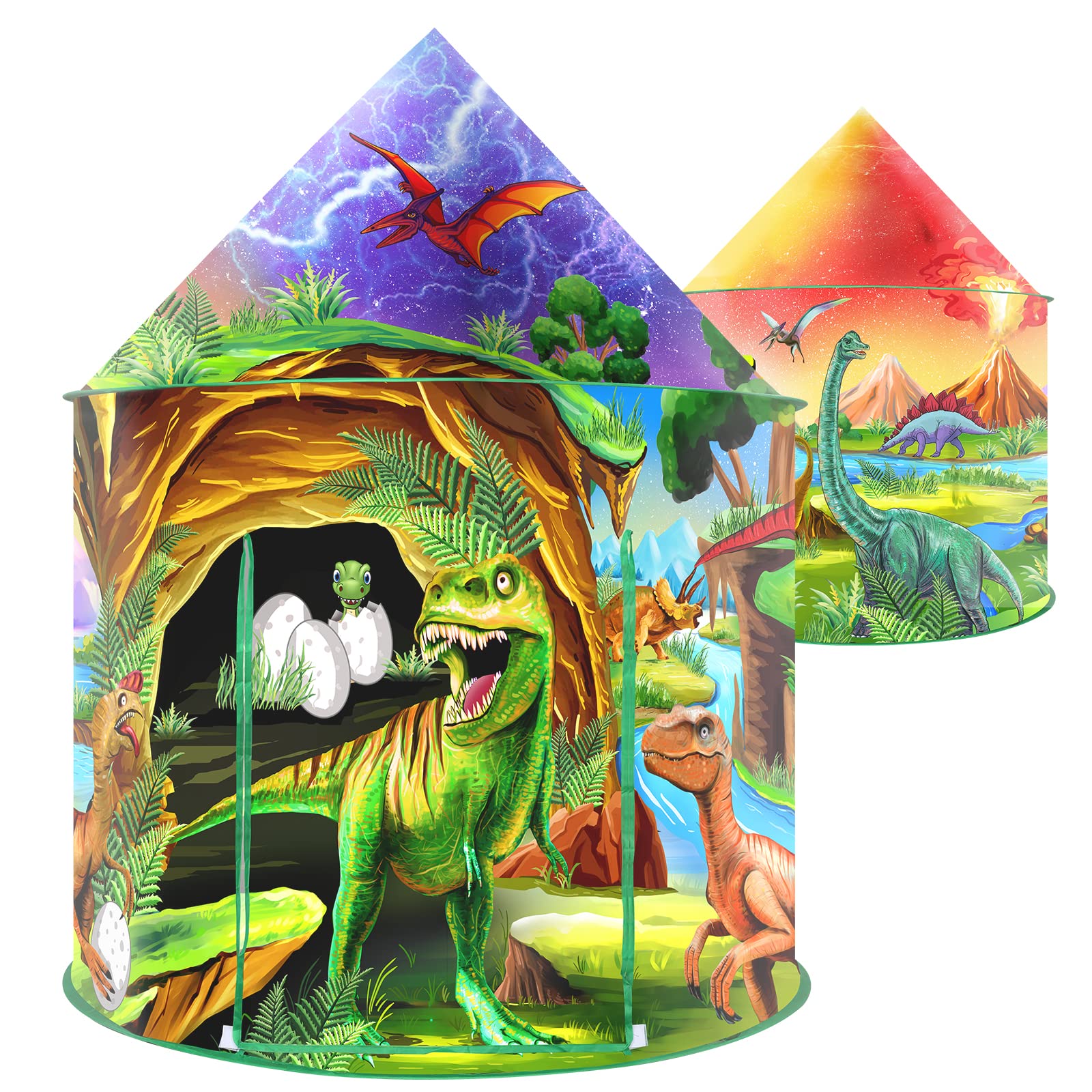 WillingHeart Dino Play Tent open entrance inviting kids to explore and play together
