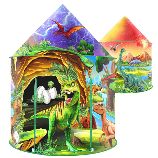 WillingHeart Dino Play Tent open entrance inviting kids to explore and play together
