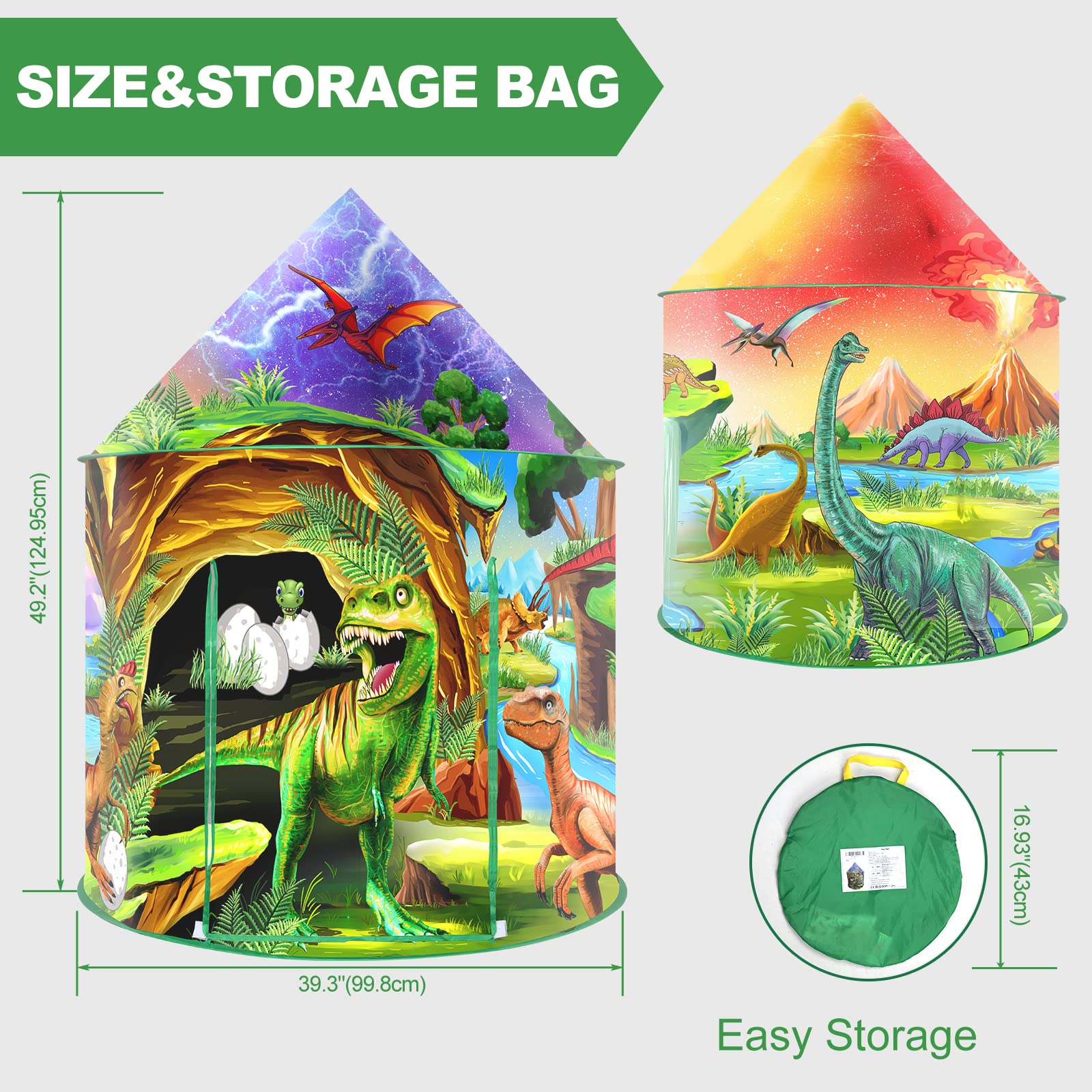 WillingHeart dinosaur themed play tent at birthday party, ideal for ages 3–8