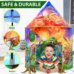 Wilwolfer dinosaur tent interior view shows breathable fabric and safety