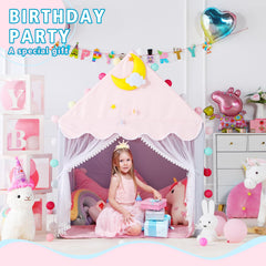 Wilwolfer gray princess tent, soft mat space for naps and play.