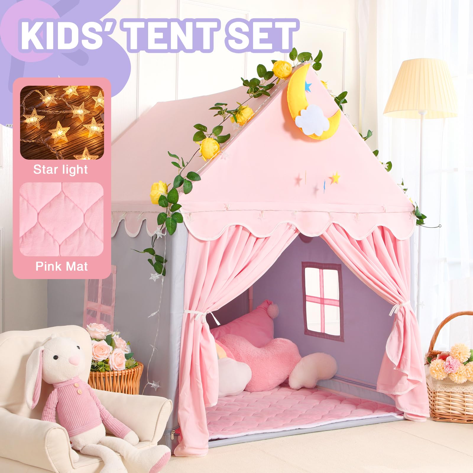 Wilwolfer kid tent padded mat provides non-slip comfort