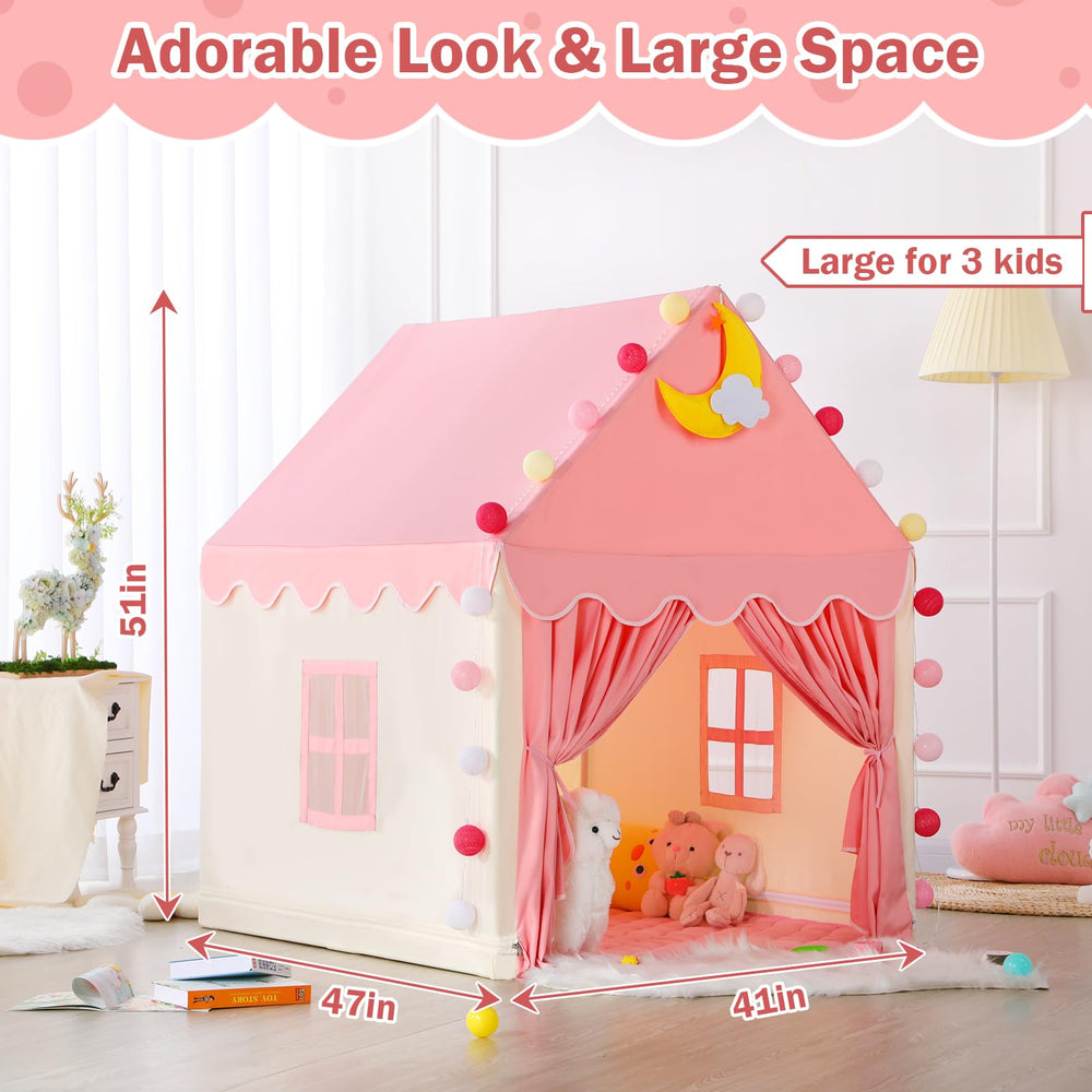 Wilwolfer kid tent pink mat provides non-slip comfort for safe play.