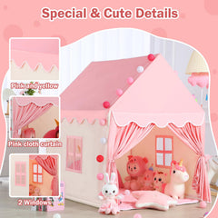 Wilwolfer kid tent pink roof adds cozy charm for bedroom decor.