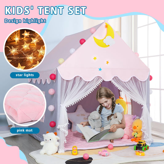 Wilwolfer princess tent with pink roof, ideal decor and safe play area.