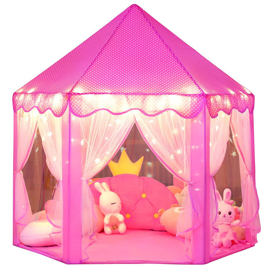 Wilwolfer Princess Castle Play Tent pink offers a cozy royal retreat for imaginative play.