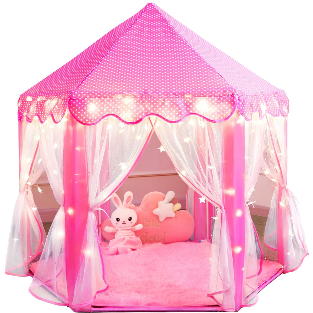 Wilwolfer Princess Tent pink castle for indoor play, spark imagination and cozy playtime.