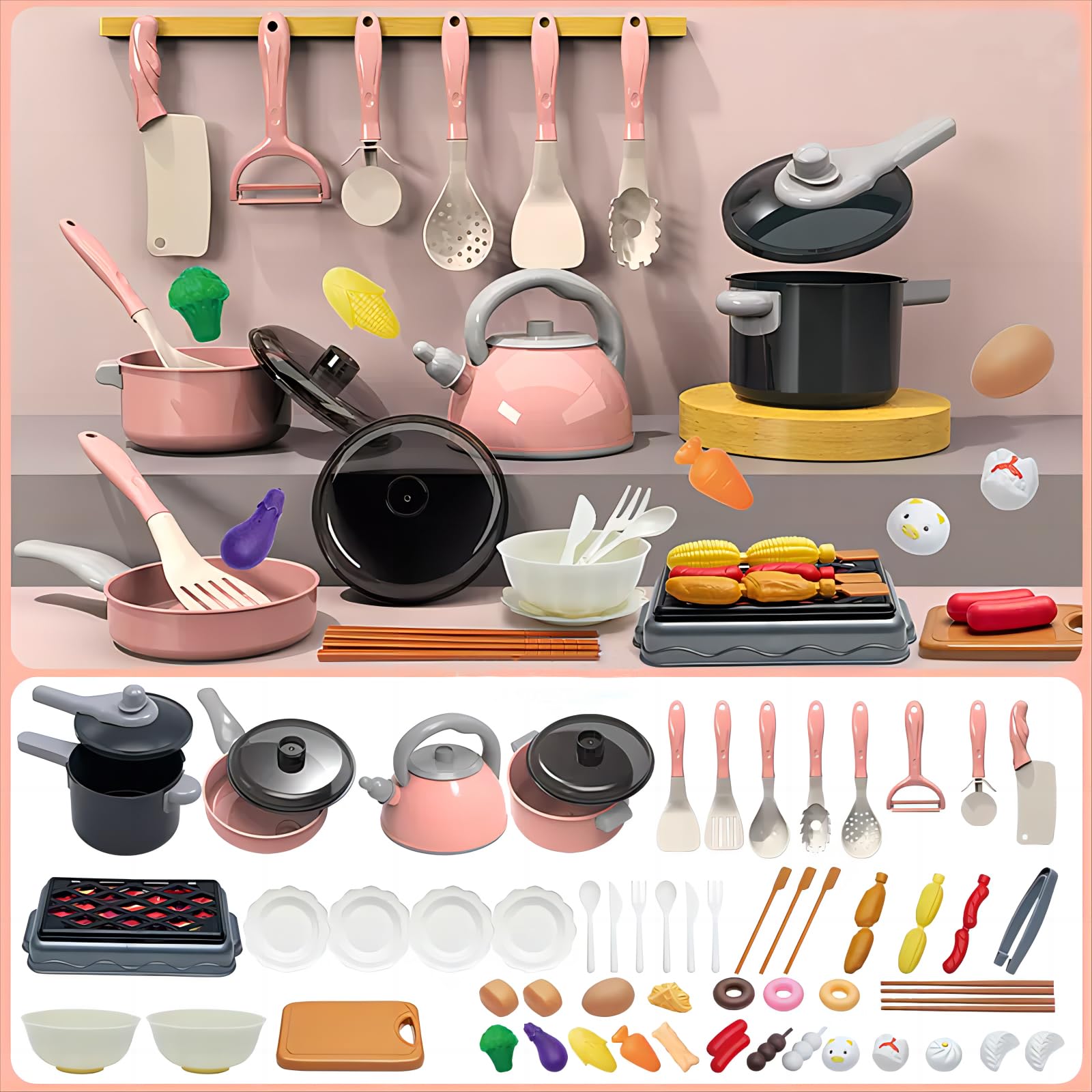 Winbar kid's kitchen set pots and pans for imaginative play