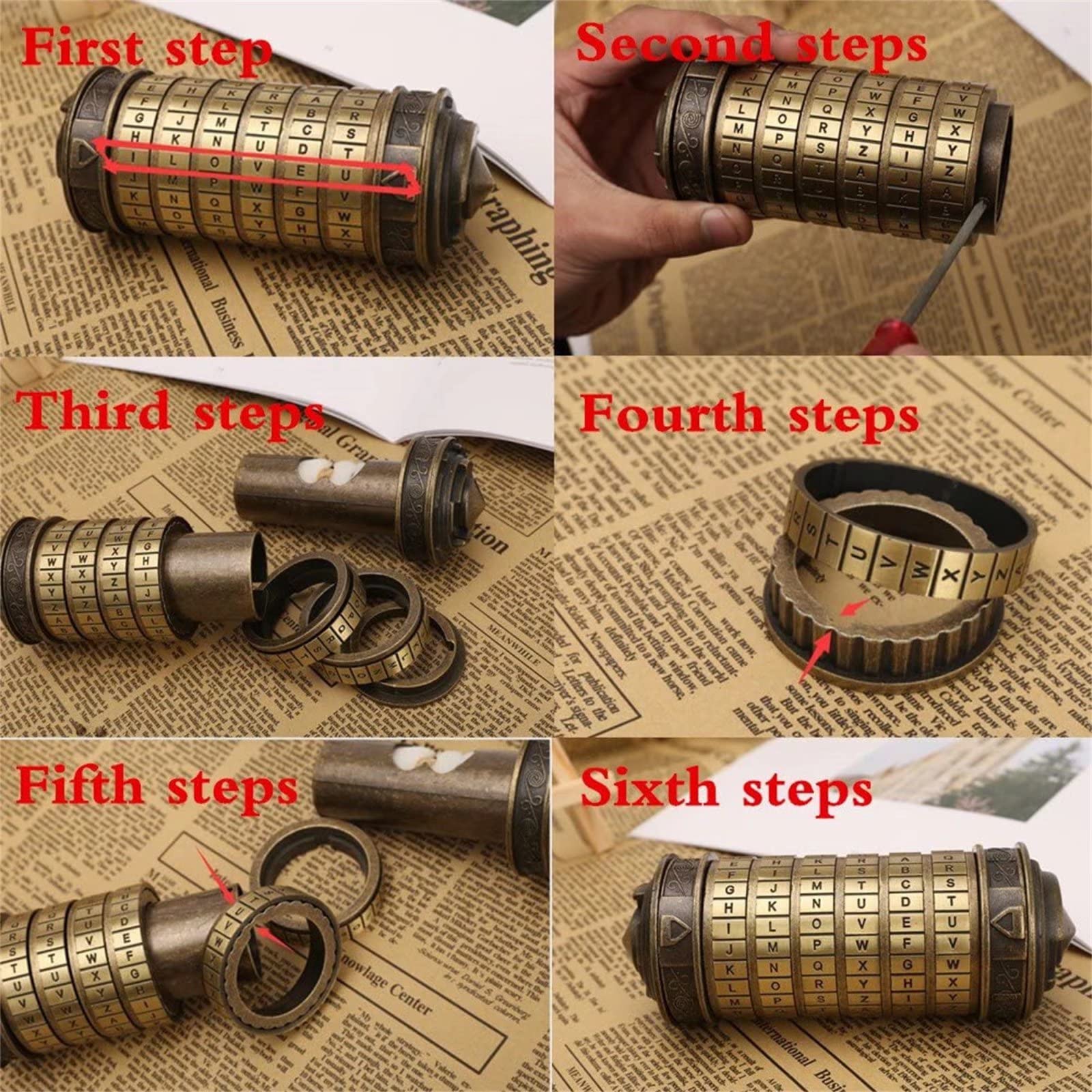 WindamazingStory Da Vinci Code mini cryptex on gift table for romance