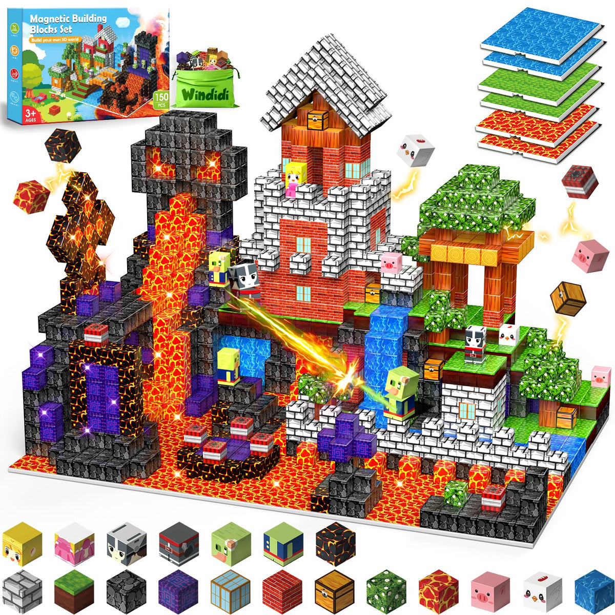 Windidi 150PCS magnetic blocks set inspires imaginative building play.