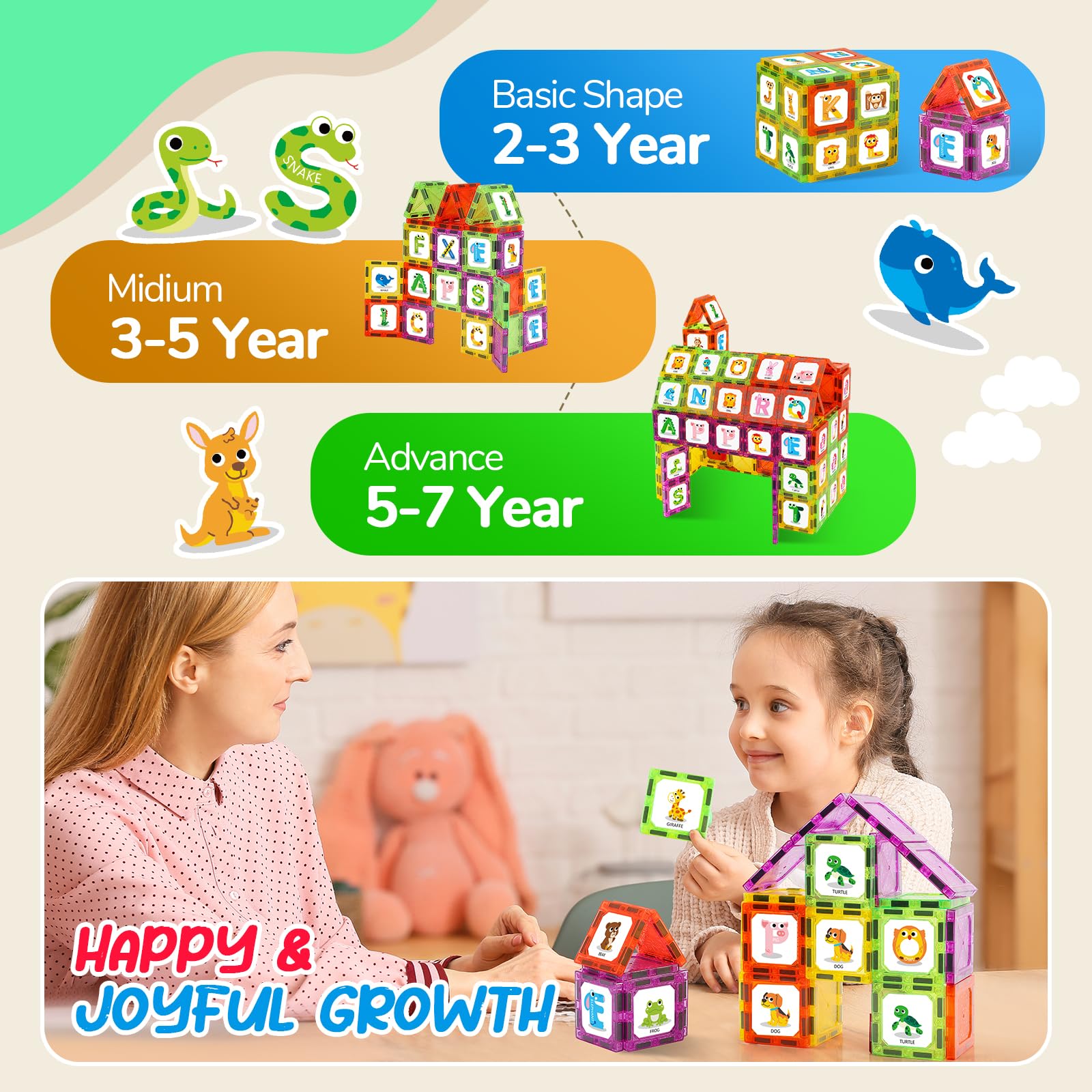 Windidi building with magnetic tiles supports imaginative play and early construction skills.