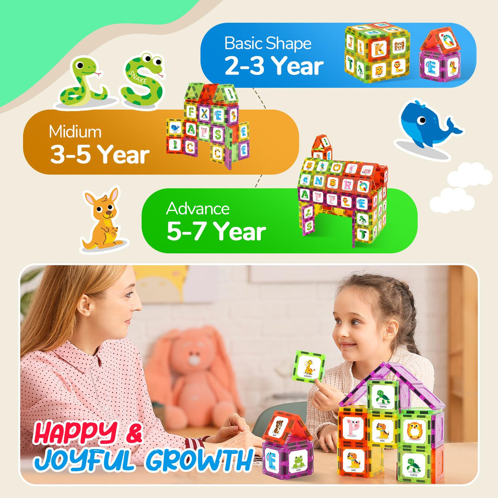 Windidi building with magnetic tiles supports imaginative play and early construction skills.