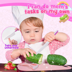 Windidi kids kitchen knife set features serrated blades for safe pretend cutting