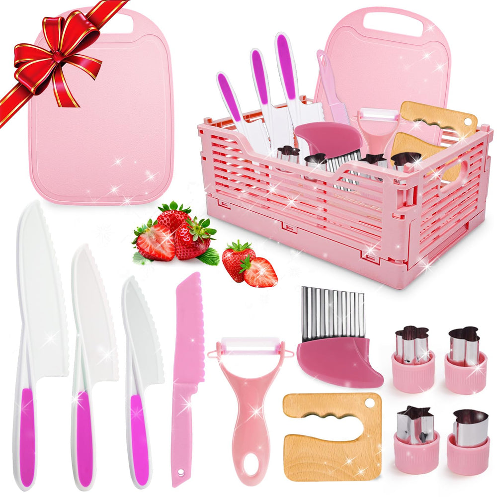 Windidi kids kitchen knife set with foldable storage box shown for easy cleanup and organization
